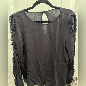 Sanctuary BlackTextured Top Ruffle detail on sleeves SMALL